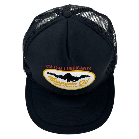 Mountain Oil Custom Lubricants Walla Walla Wa Hat Vtg Black Snapback Trucker Cap - Picture 6 of 9